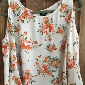 Floral cold shoulder blouse with adorable sleeves